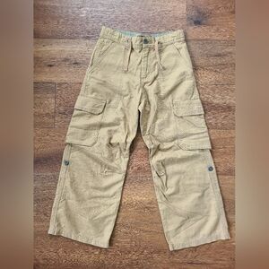Osh Gosh Linen Blend Khaki Cargo Roll Up Trowser sz 10